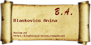 Blaskovics Anina névjegykártya